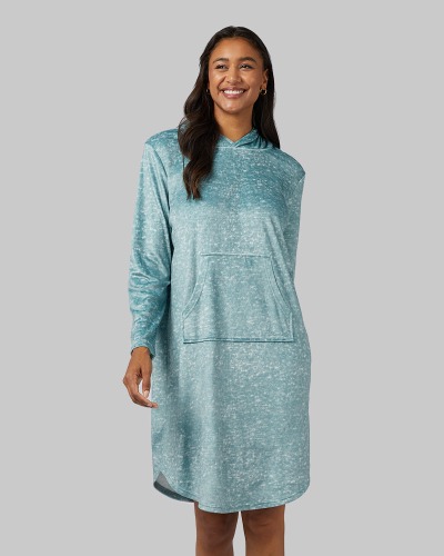 WOMEN'S PLUSH LONG LOUNGE HOODIE | BLUE SURF WINTERSMOKE HEATHER / L/XL