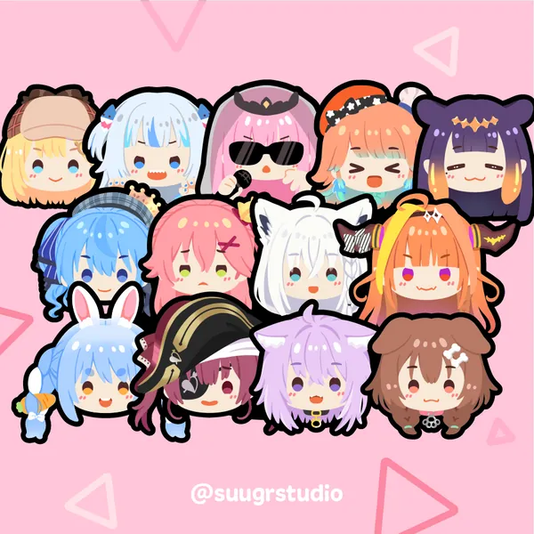 Hololive Stickers Fan Merch, Gura, Calliope, Kiara, Amelia, Ninomae Ina'nis, Suisei, Miko, Fubuki, Coco, Pekora, Marine, Okayu, Korone - Inugami Korone