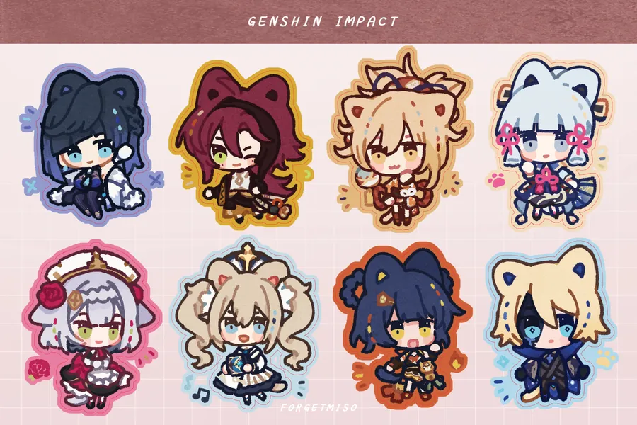 Genshin Cat Characters |  stickersheet