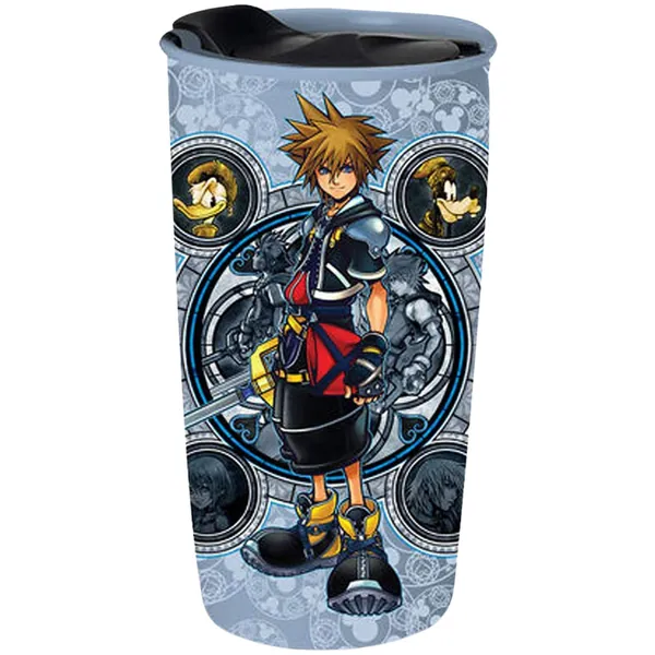 Silver Buffalo Kingdom Hearts Hero Portraits Ceramic Travel Mug with Lid,10-Ounces