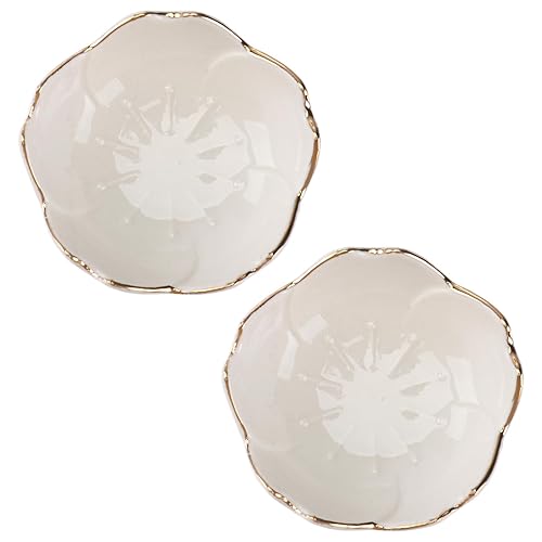 DOITOOL 2pcs Ceramic Seasoning Dish Tea Bag Holders, Teaspoon Rest Ketchup Saucer Appetizer Plates Salad Soy Sushi Wasabi Seasoning Dipping Bowls (White)