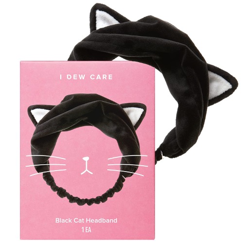 I DEW CARE Face Wash Headband - Black Cat | Spa, Soft, Cute for Makeup, Shower, Teen Girls Stuff, 1 Count