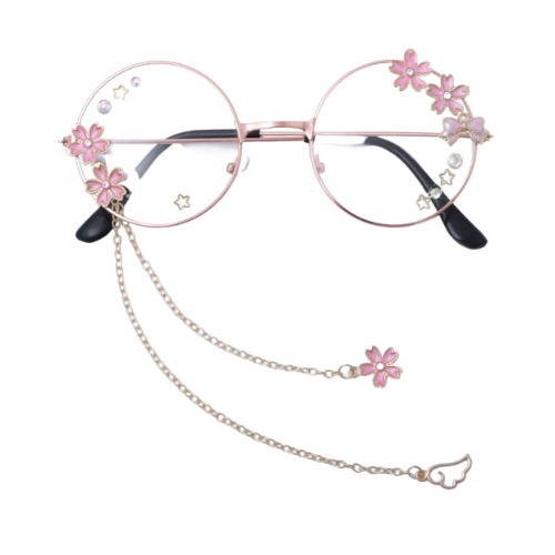 MBVBN Kawaii Glasses With Chain Kawaii Accessories Glass Case Included Cute Glasses Cosplay Accessories Kawaii Sakura Accessories