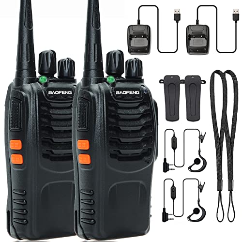 Baofeng Walkie Talkies for Adults Rechargeable Long Range Two-Way Radios with Earpieces,2-Way Radios UHF Handheld Transceiver Walky Talky with Flashlight Li-ion Battery and USB Charger（2 Pack） - 2Pack
