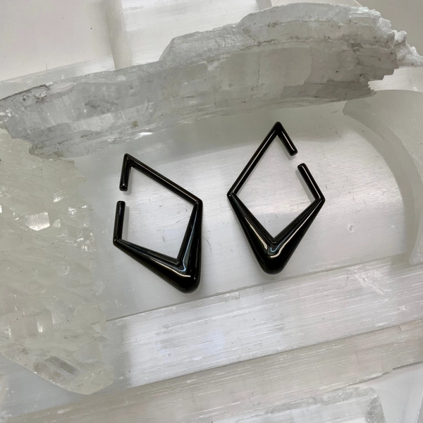 Sacred Chalice Ear Weights Black Steel Diamond Hangers Pair Ear Plugs Tunnels Gauges Weighted Stretcher Earrings 0g 8mm by PINK ALIEN BABE