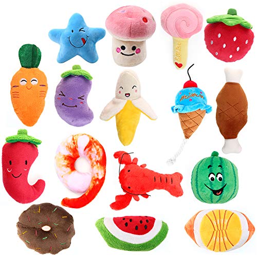 Y-Step Plush Vocal Dog toy-16 Pcs Durable Pet Puppy Chew Toy Set for Small Medium Large Dogs - 16 PCS Plush Vocal Dog toy