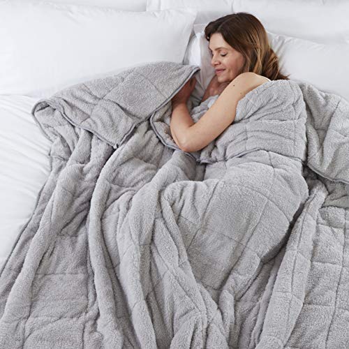 TEDDY FLEECE Weighted Blanket for Adults Kids Soft Sherpa Throw Sleep Therapy Autism Sensory Anxiety Stress Relief Insomnia Sleeping Aid (Silver Grey, Double Size - 125cm x 180cm - 6kg (13lb)) - Silver Grey - Double Size - 125cm x 180cm - 6kg (13lb)