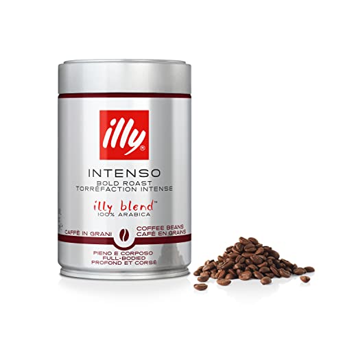 illy Coffee, Intenso Coffee Beans, Dark Roast, 100% Arabica Coffee Beans, 250g - Intenso Dark Roast - 250 g (Pack of 1)