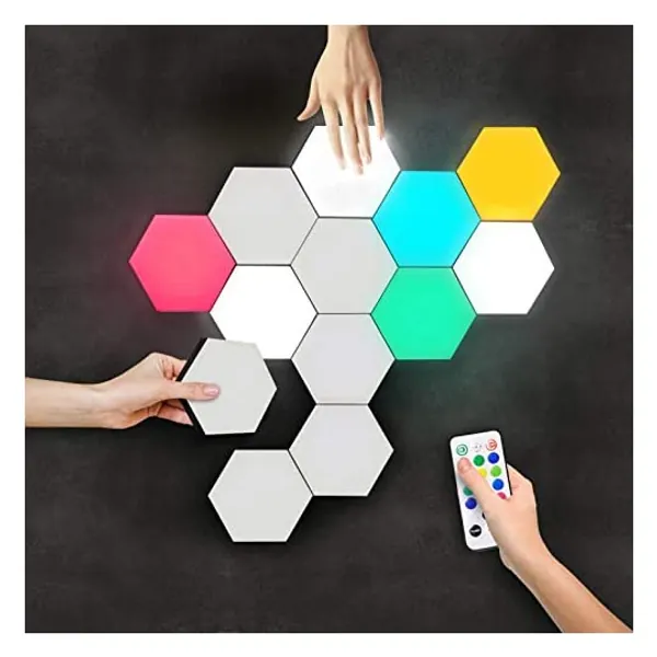 
                            LUMINOSIA Hexagon Lights | Premium Set of LED Wall Lights | Modular, Touch-Sensitive and Remote-Controlled RGB Lighting | Aesthetic Room Decor | Perfect Decoration for Living and Bedroom | 13 Colors
                        