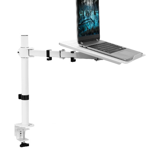 VIVO Single Laptop Notebook Desk Mount Stand, Fully Adjustable Extension with C-clamp, Fits up to 17 inch Laptops, White, STAND-V001LW - White
