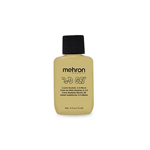 Mehron Makeup 3-D Gel | Gelatin Special Effects Makeup | Halloween FX Makeup & Scarring Gel | Fake Skin for Stage, Screen, Theater, Cosplay, and Halloween (.5 oz) (Clear) - 0.5 Ounce - Clear