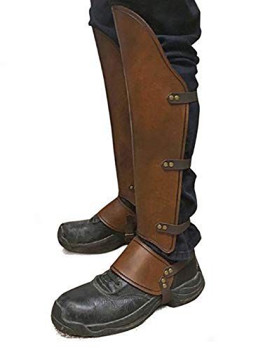 Faux Leather Boot Covers Steampunk Spats Greaves Gaiters Legguards Boot Tops The Crusaders Knight Accessoires - Brown - One Size