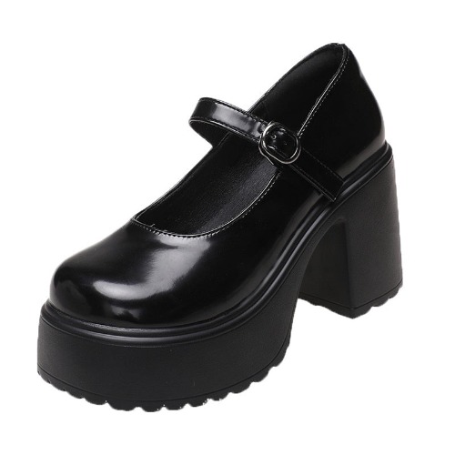 Classic Mary Jane Platform Shoes - Black / 6