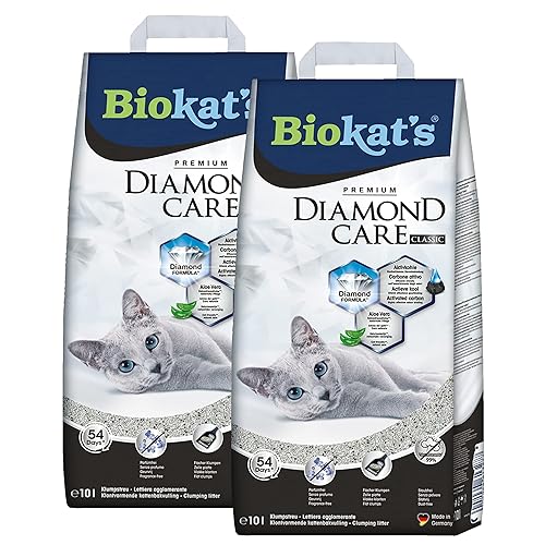Biokat's Diamond Care Classic Katzenstreu ohne Duft - 2 Sack (2 x 10 L) - 2 x 10 L