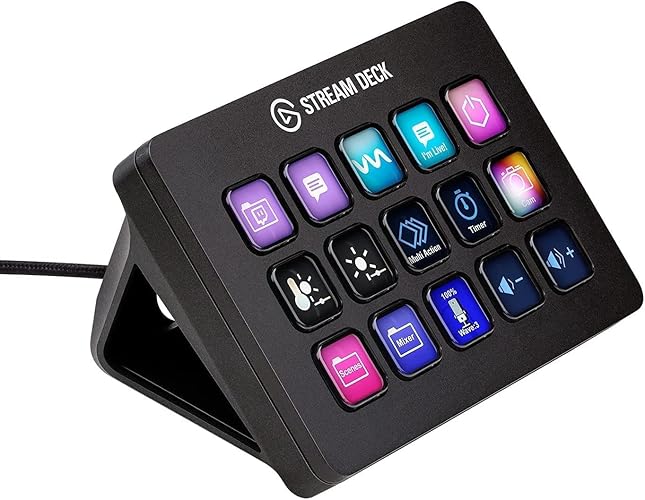 Elgato Stream Deck MK.2 – Studio Controller, 15 macro keys, trigger actions in apps and software like OBS, Twitch, ​YouTube and more, works with Mac and PC - Black