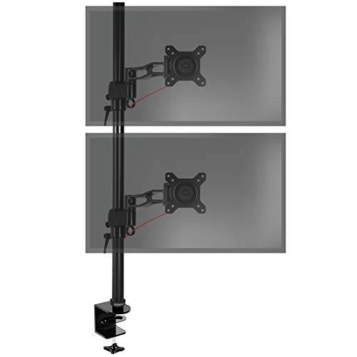 Duronic Dual Screen Monitor Stand DM35V2X2 | Double/Twin PC Desk Mount | Aluminium | For Two 13-27 Inch LED LCD Screens | VESA 75/100 | 8kg Per Screen | Tilt -15°/+15°,Swivel 180°,Rotate 360° - Long