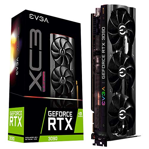 EVGA 24G-P5-3975-KR GeForce RTX 3090 XC3 Ultra Gaming, 24GB GDDR6X, iCX3 Cooling, ARGB LED, Metal Backplate (Renewed)
