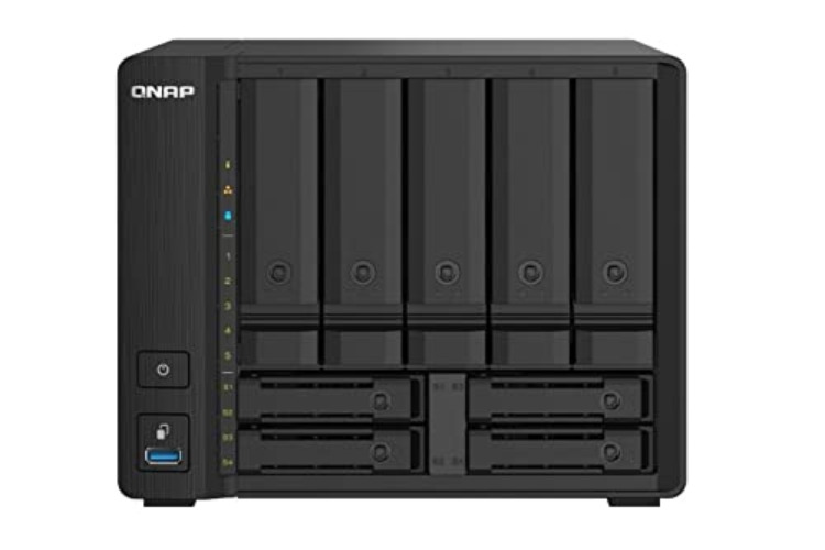 QNAP TS-932PX-4G 9-bays (5 + 4) desktop NAS enclosure - 10 GbE SFP+ and 2.5 GbE connectivity - 5 x 3.5" drive bays and 4 x 2.5" SATA drive bays