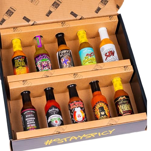 Hot Ones Season 23 Lineup, Hot Sauce Challenge Kit Made with Natural Ingredients, Unique Condiment Gift Box is the Ultimate Variety Pack for Spice Lovers, 5 fl oz Bottles Produced in Small Batches (10-Pack) - Season 23 Hot Sauce 10 Pack