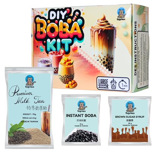 1 Minute Milk Tea Bubble Tea | 500 ml per Serving | Instant Tapioca Boba | TEGRITEA (6 Count (Pack of 1)) - 6 Count (Pack of 1)