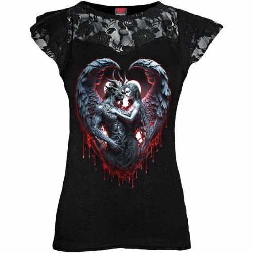 SOLEMN VOW - Lace Layered Cap Sleeve Top Black - S