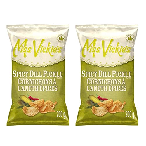 Miss Vickie's Spicy Dill Pickle Kettle Cooked Potato Chips, 200g/7 oz., Pack of 2