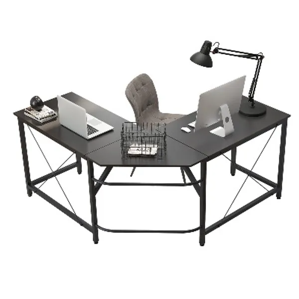 SogesHome L-Shaped Desk 59"×59" Computer Desk L Desk Office Computer Table Gaming Desk Workstation with Computer Host Stand, NSDCA-LD-Z01-BK-1