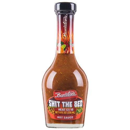 Bunsters Shit The Bed 12/10 Heat Hot Sauce - Chili Pepper Sauce, 8 fl oz - (1 x 8oz Bottle) - 236 ml (Pack of 1) $12.99