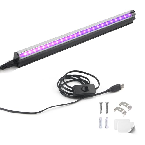 UV LED Black Light Bar: 10W 1ft USB Portable Blacklight Lamp Purple Color UV Light for Glow in The Dark for Body Paint Blacklight Parties Stain Detector Halloween 1 Pack - 1 Count (Pack of 1)