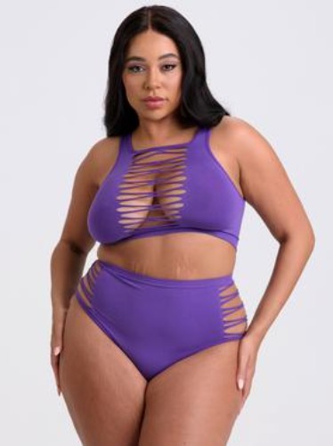 Lovehoney Plus Size Viva Purple Criss-Cross Bra Set