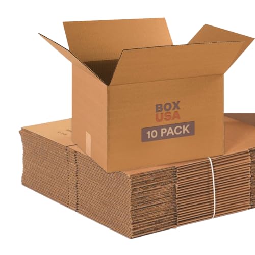 BOX USA Moving or Shipping Boxes Medium 18x14x12", 10-Pack | Corrugated Cardboard Box for Mailing Packing Packaging and Storage - Medium Moving Boxes (10pk)