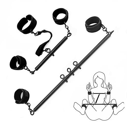 Spreader Bar Sex Toys Furniture BDSM Bondage Collar Restraints with Handcuffs Ankle Cuffs for Couples Expandable 23-36inch - 23-36 Inch