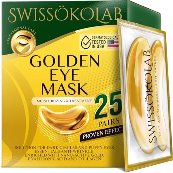 Under Eye Mask 24k Gold Eye Mask Under Eye Patches for Tired Eyes Eye Bags Wrinkles Eye Gel Pads SWISSOKOLAB