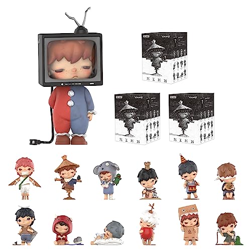 POP MART Hirono Mime Blind Box Figures, Random Design Mystery Toys for Modern Home Halloween Decorations Indoor, Collectible Toy Set for Desk Accessories, 3PC - Triple Box - Mime