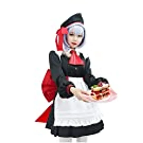 DAZCOS Womens US Size Noelle Cosplay Costume Bow Maid Dress Uniform Red