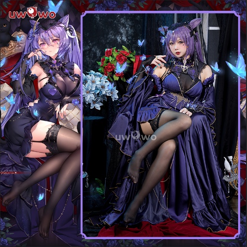 【Pre-sale】Exclusive Uwowo Genshin Impact Fanart Keqing Succubus Gown Dress Cosplay Costume | S