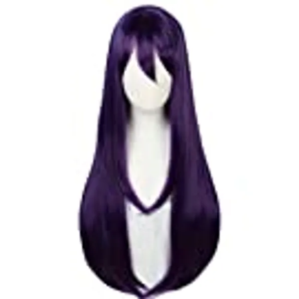 Linfairy Long Purple Wig Halloween Cosplay Wig For Women 85CM