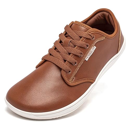 HOBIBEAR Unisex Wide Barefoot Shoes for Mens Womens Minimalist Zero Drop Shoes Sneakers - 6 Wide Women/5 Wide Men - Brown