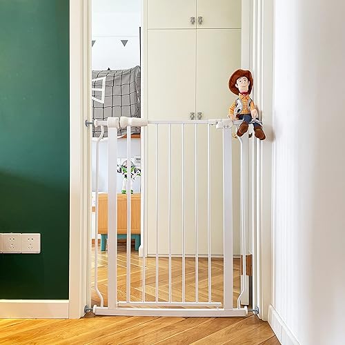 BalanceFrom Easy Walk-Thru Safety Gate for Doorways and Stairways with Auto-Close/Hold-Open Features, Fits 29.1-33.8 Inch Openings, Multiple Heights and Colors - 36-inch Tall, White