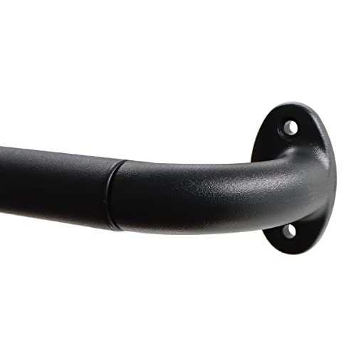 Curtain Pole for Blackout Room Darkening Curtains, Metal Curtain Rod Extendable Curtain Rail for Windows, Rust-Resistant Telescoping Curtain Poles Indoor Outdoor (Black, M) - Black - M (110-210CM)