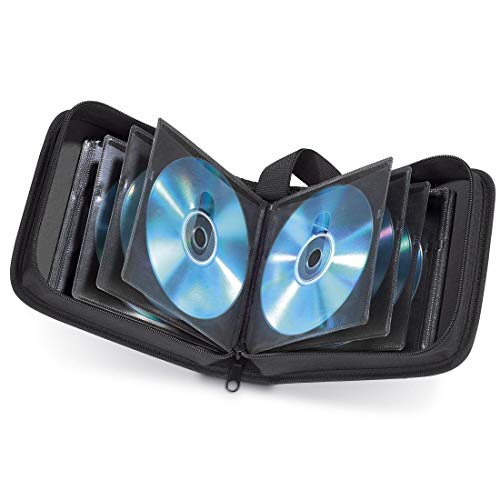 Hama CD Wallet for 40 Discs, CD/DVD/Blu-ray (folder for storage, space-saving for the office, car and at home), Black - 40 CDs - Single