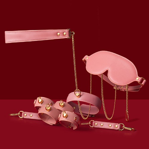 Soul Snatch | BDSM: Cow Leather Bondage Set - Sweet Peach Set (5 Pieces)