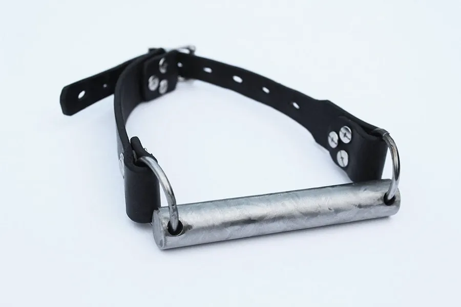 Bondage Metal Bit Gag, Chunky Bar, Hand Forged, Leather Gag, Fetish, BDSM , Stainless Steel, (Adult)