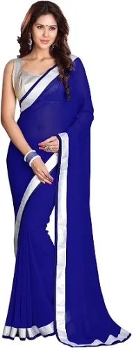 Royal Blue Saree for Women with Lace Border