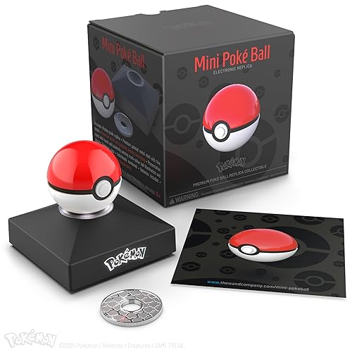 The Wand Company Pokémon Trainer Mini Poké Ball Range of Authentic Replicas - Realistic, Electronic, Die-Cast Poké Ball with Display Stand Light Features (Mini Original Poké Ball) - Mini Original Poké Ball