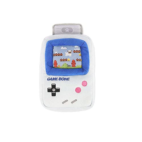 P.L.A.Y. PET LIFESTYLE AND YOU Plush Dog Toy, Game Bone Handheld Console, 2-in-1 Squeaker Chew Toy, Machine Washable, Recycled Material, Medium, Large Breeds - Game Bone