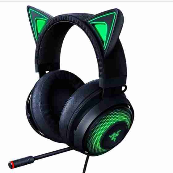 Razer Kraken Kitty Edition - Casque Gaming Filaire (Casque avec Oreilles de Chat, Eclairage Chroma RGB, Filaire Multiplateforme, Haut-parleurs de 50mm, Cable de 3.5mm) Noir
