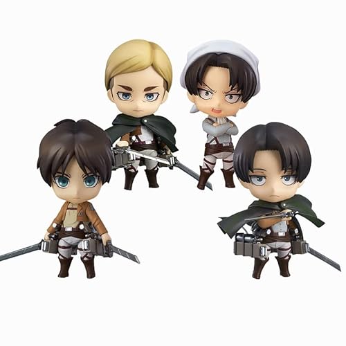 Attacking Giant Figure Staute, Levi/Eren Yeager Action Figure Clay Man, Joints Movable Model for Fans - 4pcs