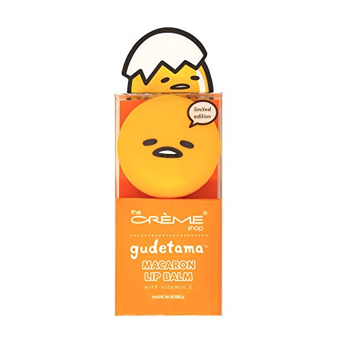 The Crème Shop x Sanrio Hello Kitty Macaron Lip Balm Korean Cute Scented Pocket Portable Soothing Advanced Must-Have on-the-go (Gudetama Peach Gummies) - Peach - 1 Count (Pack of 1)