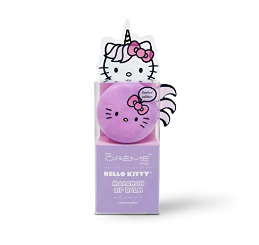 The Crème Shop x Sanrio Hello Kitty Macaron Lip Balm (Hello Kitty Unicorn Rainbow Sherbert) Korean Cute Scented Pocket Portable Soothing Advanced Must-Have on-The-go - Raspberry - 1 Count (Pack of 1)